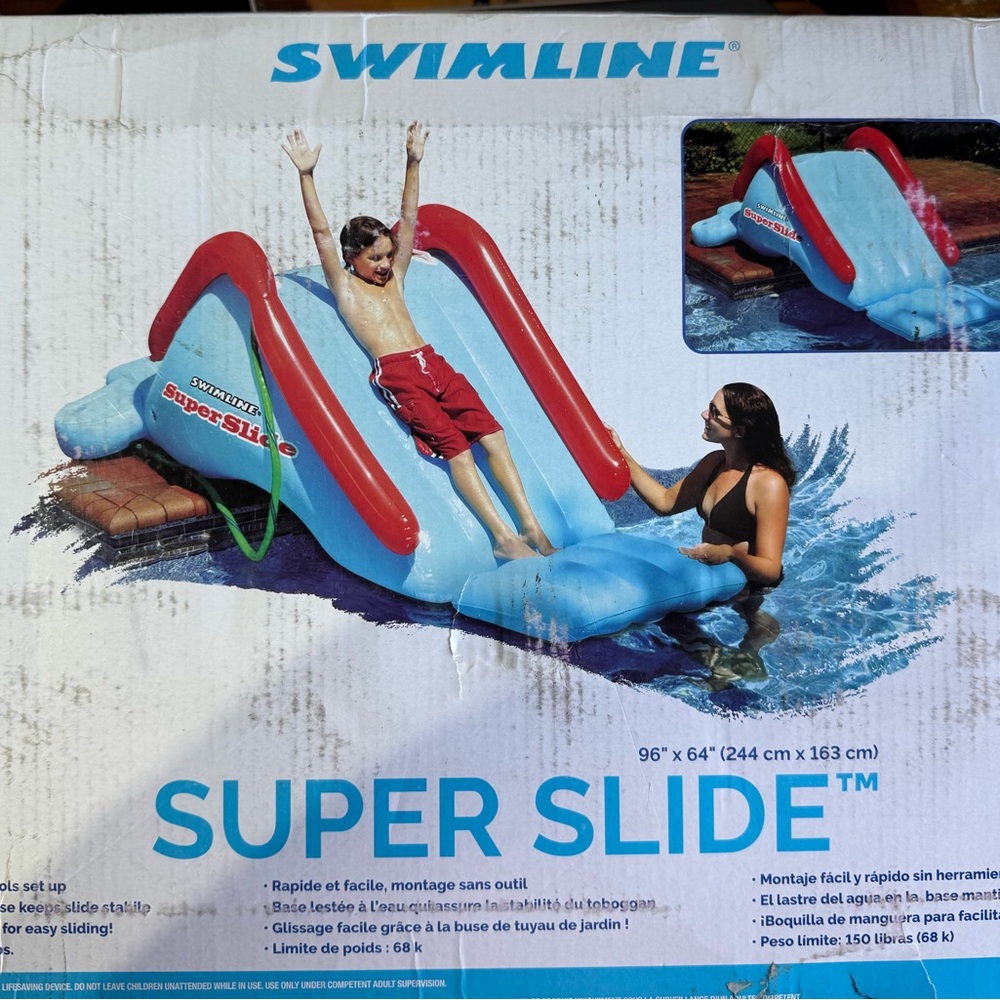Kids Super Slide Inflatable Pool Slide - Blue & Red
